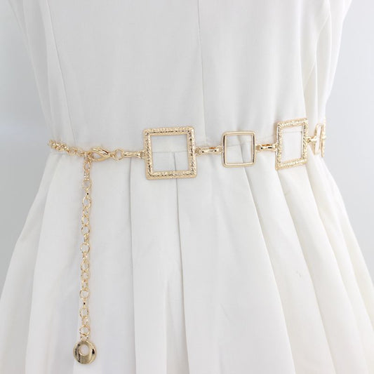 P square belt for women's Instagram style fashion matching JK dress, shirt, suit decoration, waist cinching metal waist chain for women