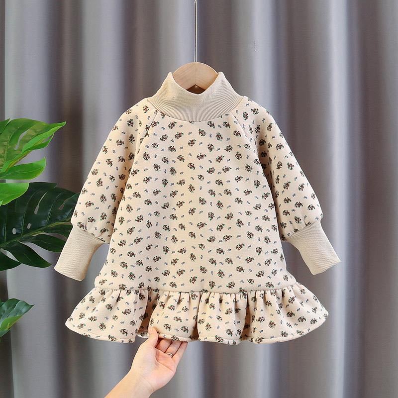 Vestido de sudadera de otoño e invierno para niñas 2023 nuevo estilo coreano estilo infantil más vestido de terciopelo para niñas ropa de invierno de moda para niñas 