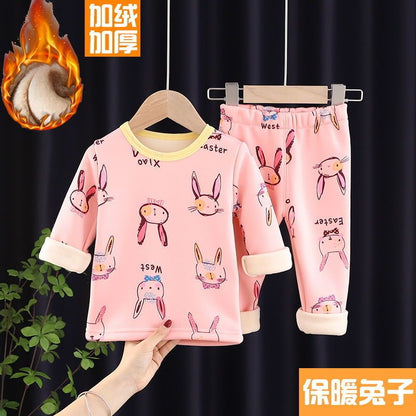 P children's thermal underwear set boys and girls long johns medium children infant pajamas autumn and winter thermal clothing tide