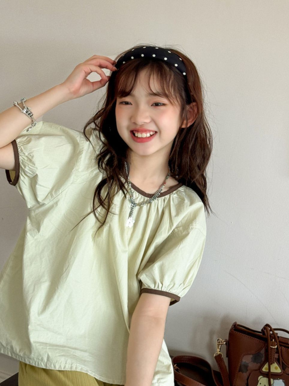 P Lazy Style Girls' Set Summer Children's Short sleeved T-shirt Loose Wide Leg Pants Thin Children's casual two-piece set