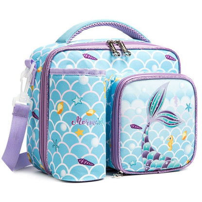 P new cartoon pupils special lunch box bag double insulation bag large capacity messenger bag light children&#039;s handbag.