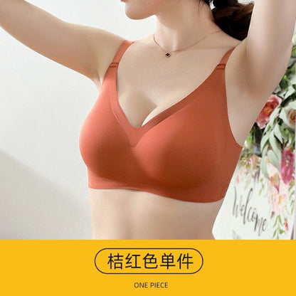 P Yu Zhaolin Women's Underwear Thin Tank Top Style Beauty Back Bra No Steel Ring Gathering Latex Bra Anti sagging Bra