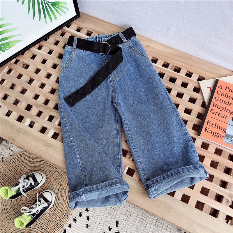 Girls' straight leg jeans for spring and autumn, new Korean version of westernized autumn clothing, children's loose casual pants, wearing long pants outside