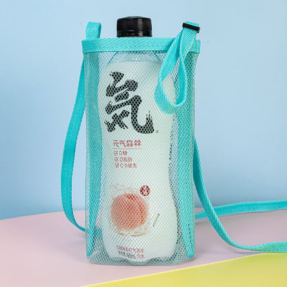 Funda tipo bolsa para taza de agua con rejilla para niños, bandolera portátil para viajes, turismo, botellas de agua mineral, bebidas, funda protectora para taza aislante 