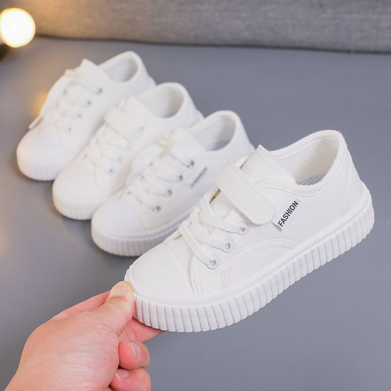 P School designated children's breathable little white shoes 2024 new one-foot canvas shoes for boys and girls popular school board shoes