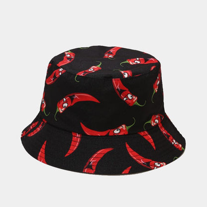 P 2022 Nuevo sombrero de pescador con estampado de vegetales creativo para mujer, sombrero para el sol de verano para exteriores, sombrero versátil para olla 