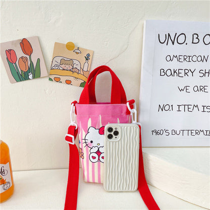 Un nuevo y moderno bolso para niños, bonito bolso de lona con gran capacidad para taza de agua para niña, bolso bandolera de un solo hombro para bebé de gran belleza 