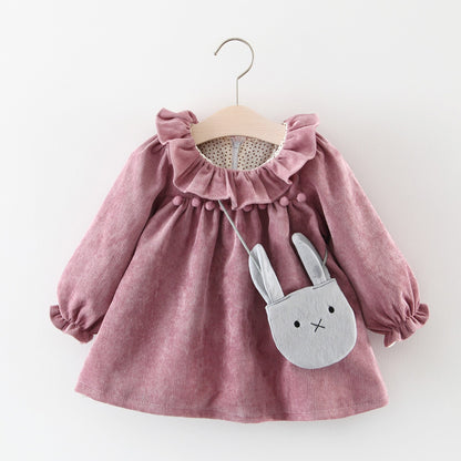 A146 Spring and Autumn New Girls Long Sleeve Princess Skirt Baby Base Shirt Princess  Skirt with Bag 0.35kg