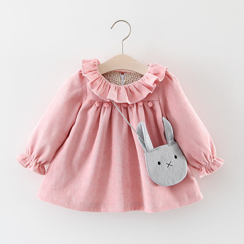 A146 Primavera y otoño Nuevas niñas Falda de princesa de manga larga Camisa de base de bebé Falda de princesa con bolsa 0,35 kg