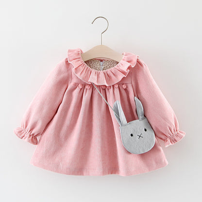 A146 Spring and Autumn New Girls Long Sleeve Princess Skirt Baby Base Shirt Princess  Skirt with Bag 0.35kg