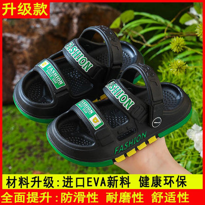 P Boys Summer New EVA Sandals Comfortable Home Anti slip Middle and Small Children Soft Sole Beach Two Wear Boys' Sandals and Slippers