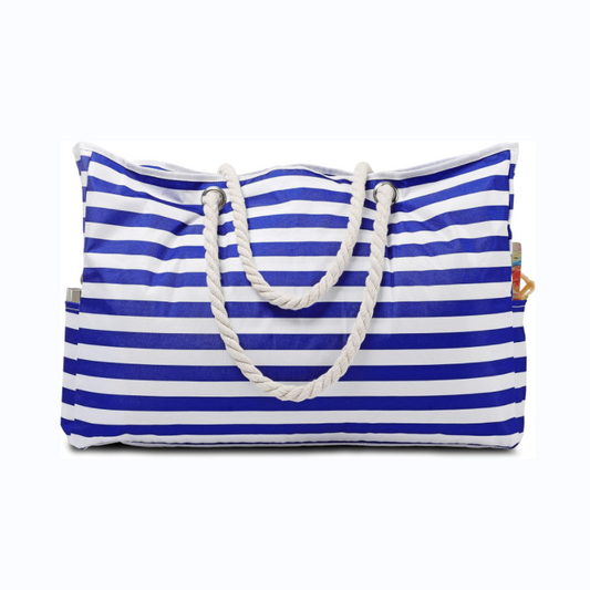 P Bolso de playa de viaje a rayas de moda, bolso de mano de gran capacidad, bolso de compras de hombro, bolso de viaje ligero 