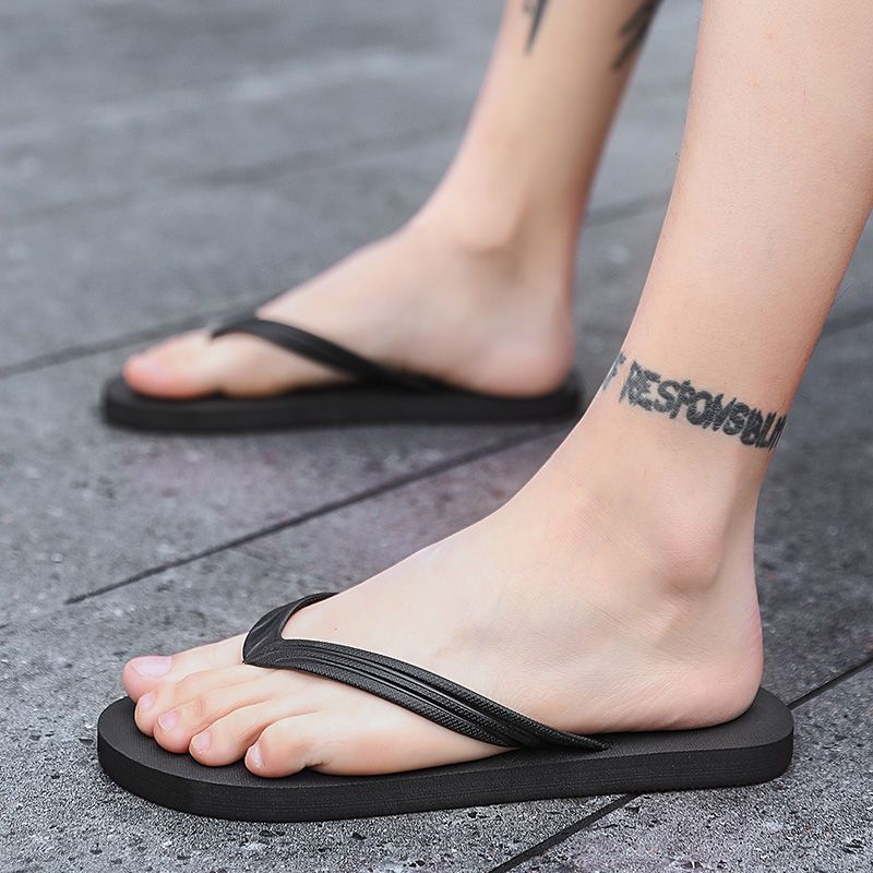 P Nuevas chanclas de verano, sandalias de playa casuales de moda de versión coreana antideslizantes de suela gruesa para hombres, dos usos para hombres 