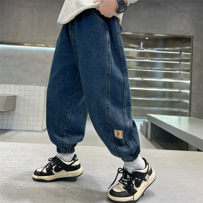 P children's clothing boys' autumn pants spring and autumn 2023 new children's jeans medium and older children's autumn trousers handsome and trendy