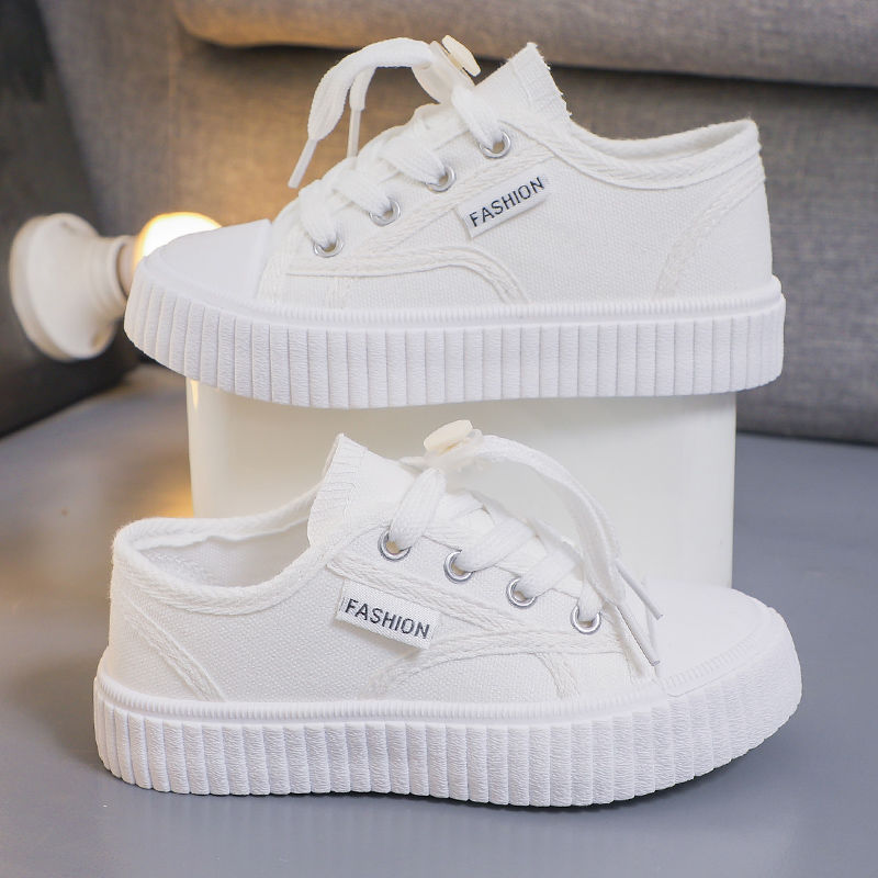 P School designated children's breathable little white shoes 2024 new one-foot canvas shoes for boys and girls popular school board shoes