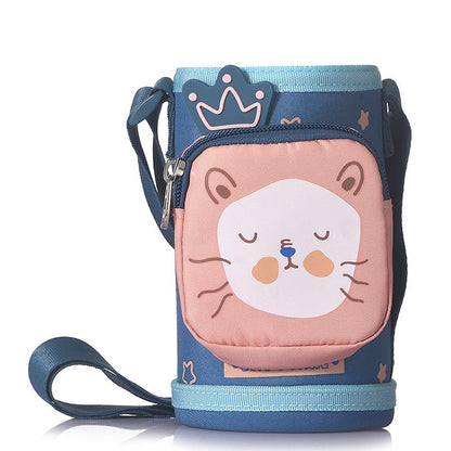 Funda para taza de agua para niños, portavasos, funda protectora con forma de oso, anticaídas universal, para llevar cruzada, correa para el hombro, funda para taza con aislamiento portátil de Disney 