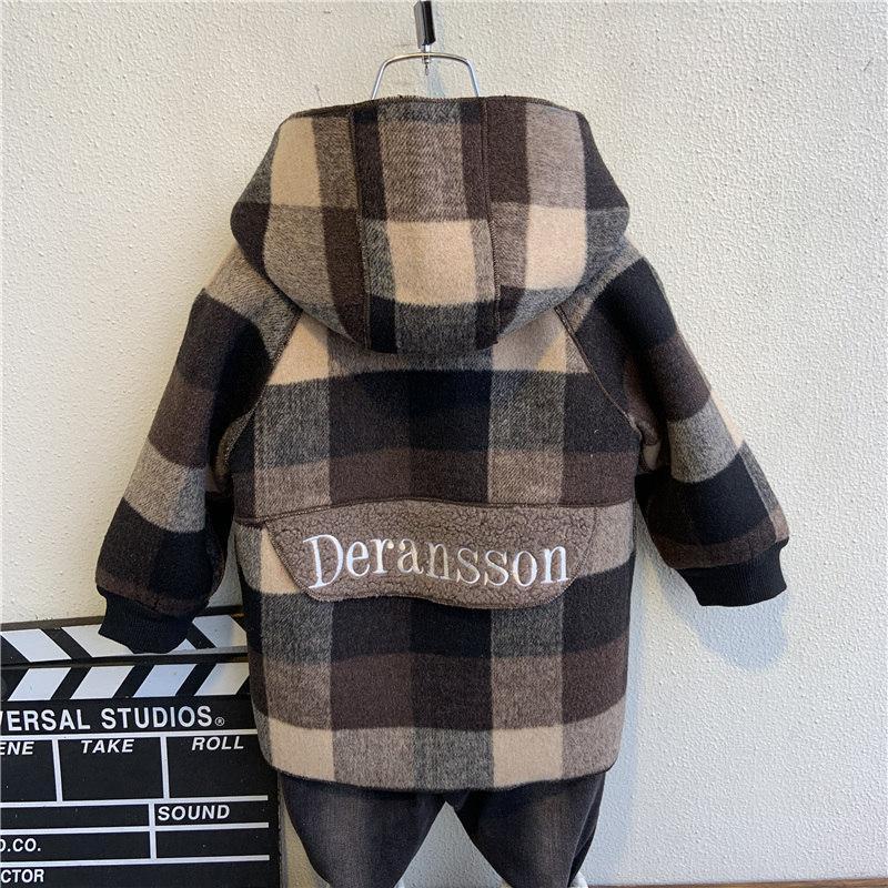 Winter  warm woolen coat for boys and girls,  velvet and thickened mid-length sheep cake velvet