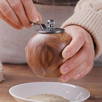 Hand-grinding pepper grinder Wooden black pepper particle grinding tool thickness adjustable freshly ground pepper seasoning bottle.