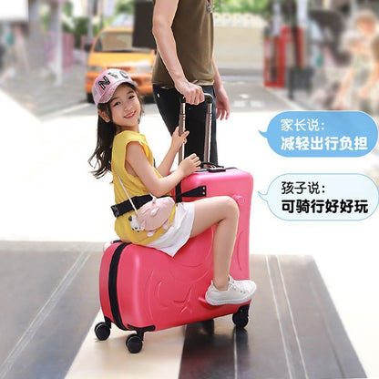 P New children's suitcase can sit in cycling suitcase 2024 inch men's and women's suitcase baby code gimbal trolley suitcase