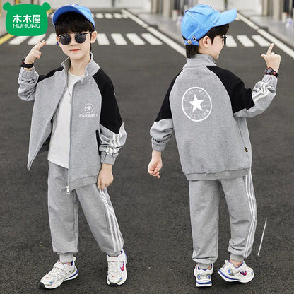 P boys spring and autumn suit new middle-aged and older boys foreign style explosion sports autumn two-piece suit