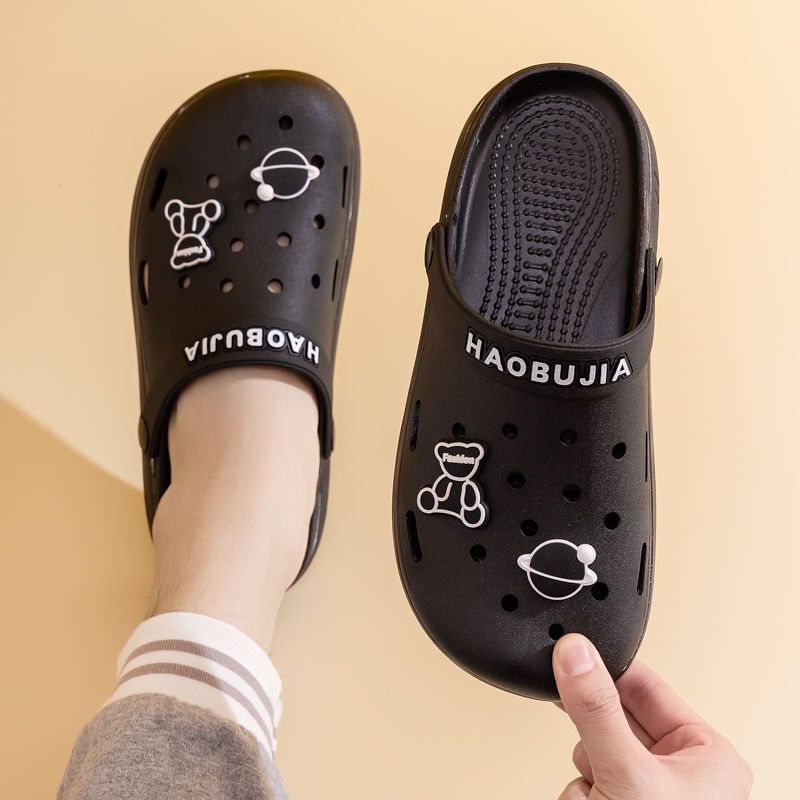 P Verano Nuevos zapatos de pareja con agujeros, zapatos de playa coreanos de suela suave a la moda, suela gruesa, transpirables, zapatillas Baotou geniales, antideslizantes