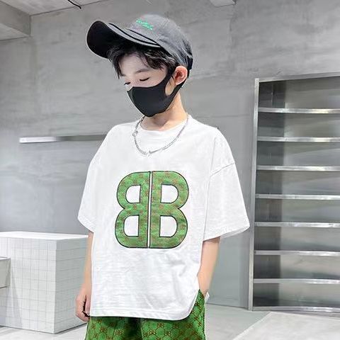 P single/suit boy summer short sleeve suit 2024 new Zhongda children boy online celebrity fashionable summer tide.