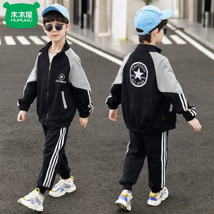 P boys spring and autumn suit new middle-aged and older boys foreign style explosion sports autumn two-piece suit