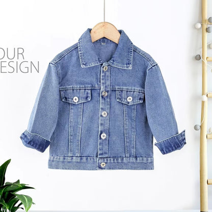 P 24 New Girls Soft Denim Jacket Princess Style Explosive Foreign Versatile Cute Loose Korean Edition Jacket for Girls and Children