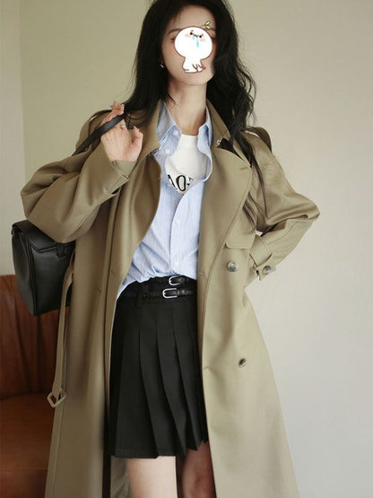 P high-end temperament new popular medium and long spring and autumn coat small British women's trench coat