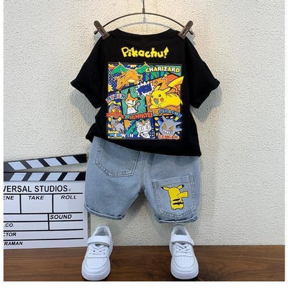 P Boys Summer Set 2024 New Fashionable and Fashionable Children's Clothing Summer Handsome Baby Summer Clothing Children's Short Sleeves