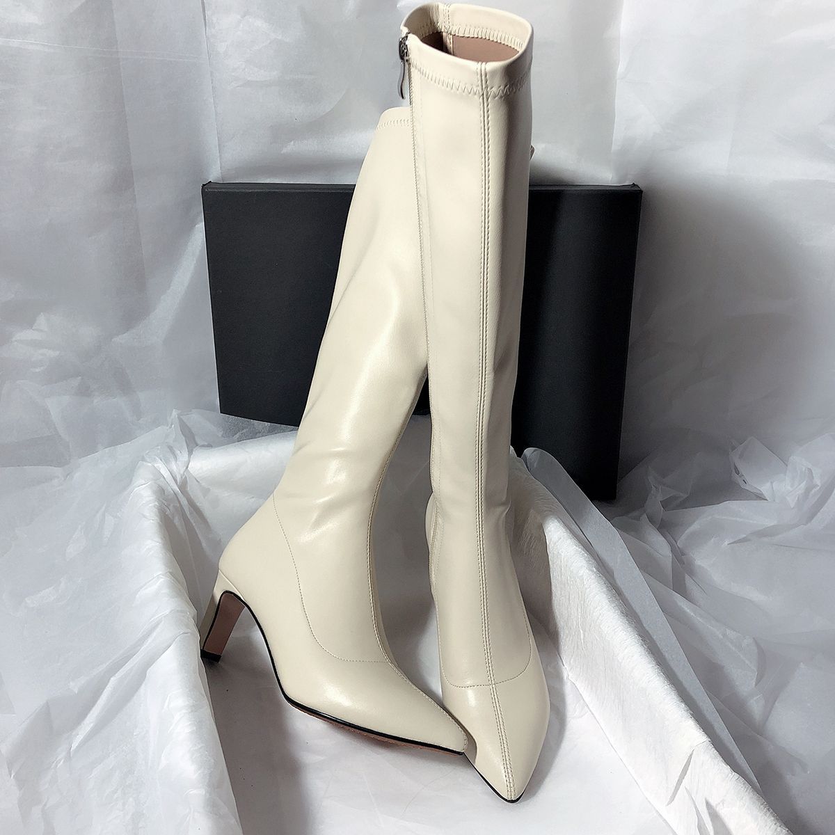 P high-heeled temperament pointed thin boots knight retro high boots Korean version versatile but knee boots slim women's boots