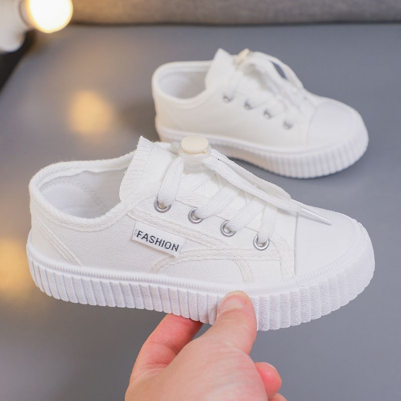 P School designated children's breathable little white shoes 2024 new one-foot canvas shoes for boys and girls popular school board shoes