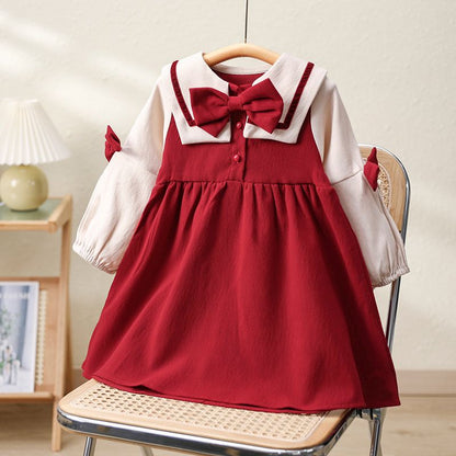 Vestidos para niñas Ropa de otoño 2023 Nuevas faldas para bebés Estilo otoño e invierno Faldas largas gruesas de estilo universitario para niños y estudiantes de secundaria 