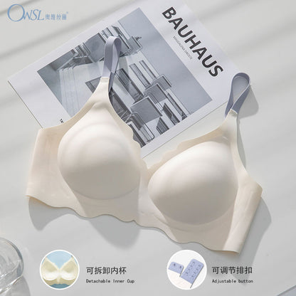 P Ovisili 3D Jelly Stripe Smooth and Traceless Underwear for Women with Small Chest Gathering and Anti sagging New Popular Comfortable