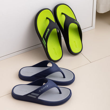 P [Cojín suave de doble capa] 2024 chanclas populares para hombres para usar al aire libre en verano, sandalias para el hogar antideslizantes y cómodas para hombres 