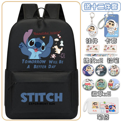 Mochila de Stitch para escuela primaria, secundaria y preparatoria con dibujos animados de Star Baby, protector de columna, mochila de gran valor, ligera 