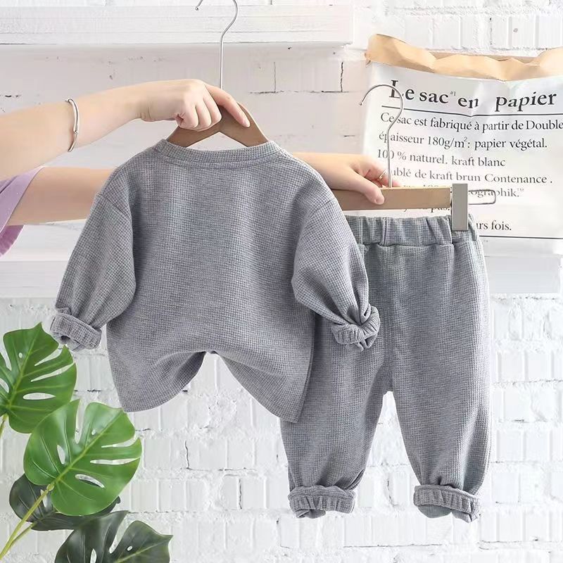 P boys spring and autumn suit new foreign style baby long sleeve trend two-piece set children's sweater casual