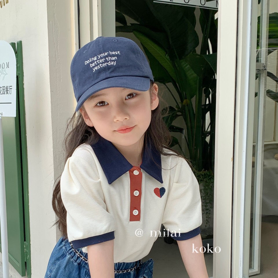 P Girls' Suit Summer 2024 Foreign Polo Short Sleeve Versatile Summer Dress Popular Denim Shorts Children's Two-Piece Trend