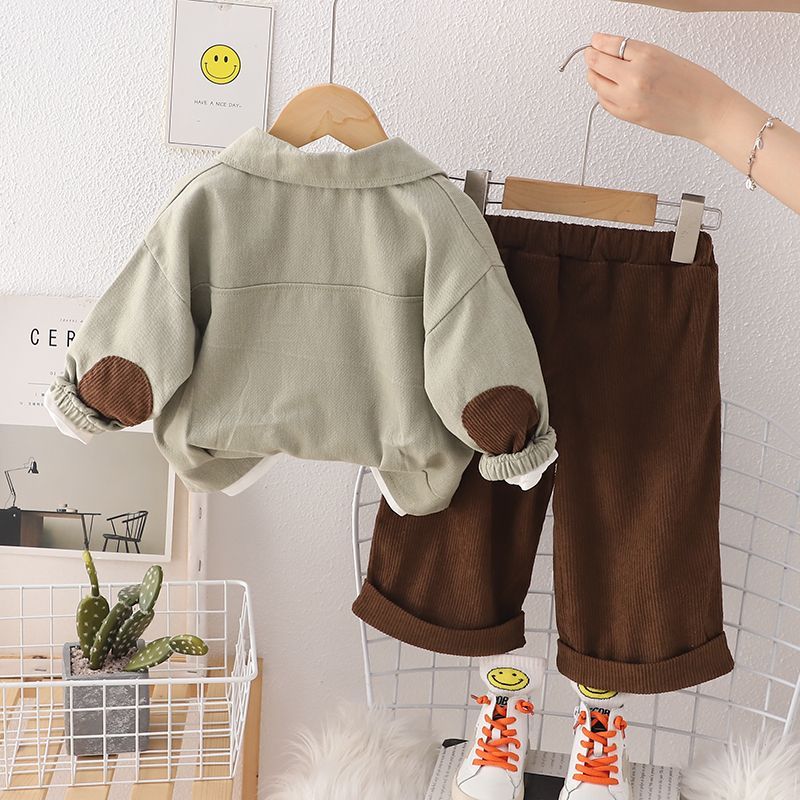 Boys' Autumn Clothing Set New Baby Children's Fashionable Spring and Autumn Boys' Handsome Workwear Three piece Set Trendy Style 0.25KG