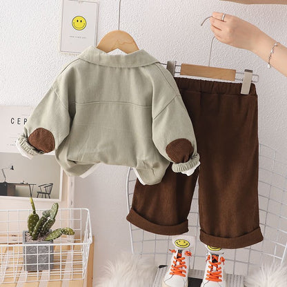 Conjunto de ropa de otoño para niños, nuevo conjunto de tres piezas de ropa de trabajo elegante de primavera y otoño para niños y bebés, estilo moderno, 0,25 kg 