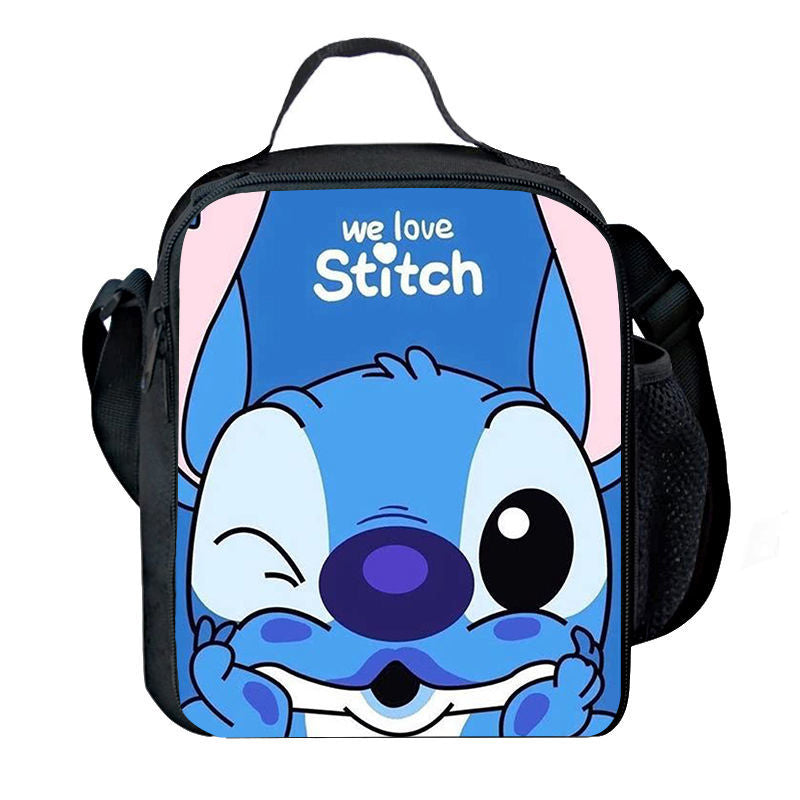 P Stitch Lunch Bag Cute Cartoon Print Customizable Bento Bag Portable Children's and Elementary School Students Handheld Insulation Bag