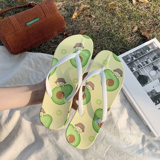 P-shaped flip flops for women in summer, pinch toed slippers for students in summer, sandals for women in summer, non slip flat heels, soft soles, indoor slippers for women