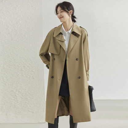 P trench coat women's new high-end small light and textured British style medium and long Van Luo explosion