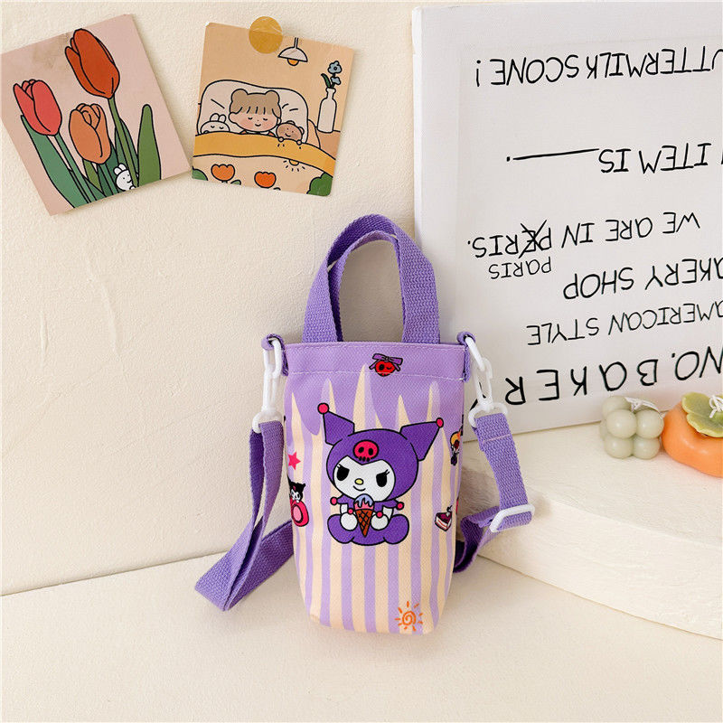 A Fashionable New Children's Bag Cute Girl Large Capacity Water Cup Canvas Bag High Beauty Baby One Shoulder Crossbody Bag