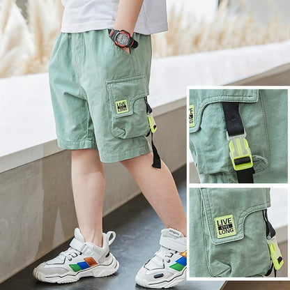 P boys' summer pants thin cotton pants 2024 summer clothes new children's baby Korean version of cargo shorts tide