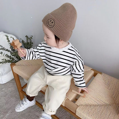 P baby pants 0-3 years old baby soft jeans spring boys and girls Korean version solid color casual high waist large PP pants