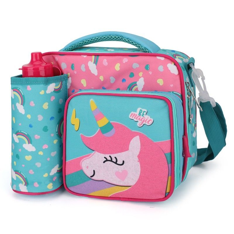 P new cartoon pupils special lunch box bag double insulation bag large capacity messenger bag light children&#039;s handbag.