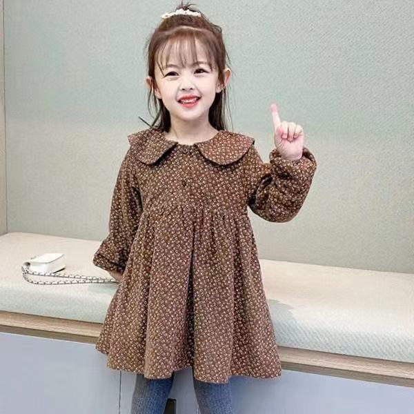 Traje de terciopelo para niña, chaleco con falda floral de moda para bebé, conjunto de 2 piezas, nueva ropa de otoño e invierno, de moda para niñas de 3 a 8 años 