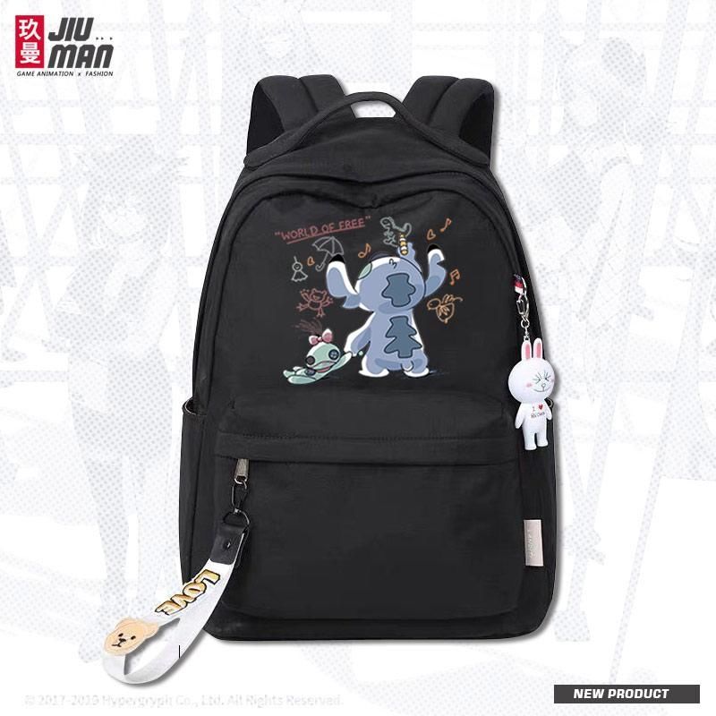 P Stitch, Stitch Cartoon, Anime, Surrounding Students, Waterproof Schoolbag, Men's and Women's Fashion, Simple Backpack, 0.6KG