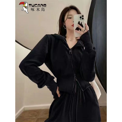 P Sports Set Women's Autumn Instagram Trendy Student Korean Edition Loose and Slim Fashion Internet Celebrity Casual Two Piece Running Suit